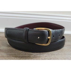 Trafalgar Men's 38 Black Pebbled 100% Leather Belt USA Made Gold Tone Buckle 1"